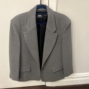 Zara gray winter blazer size large white